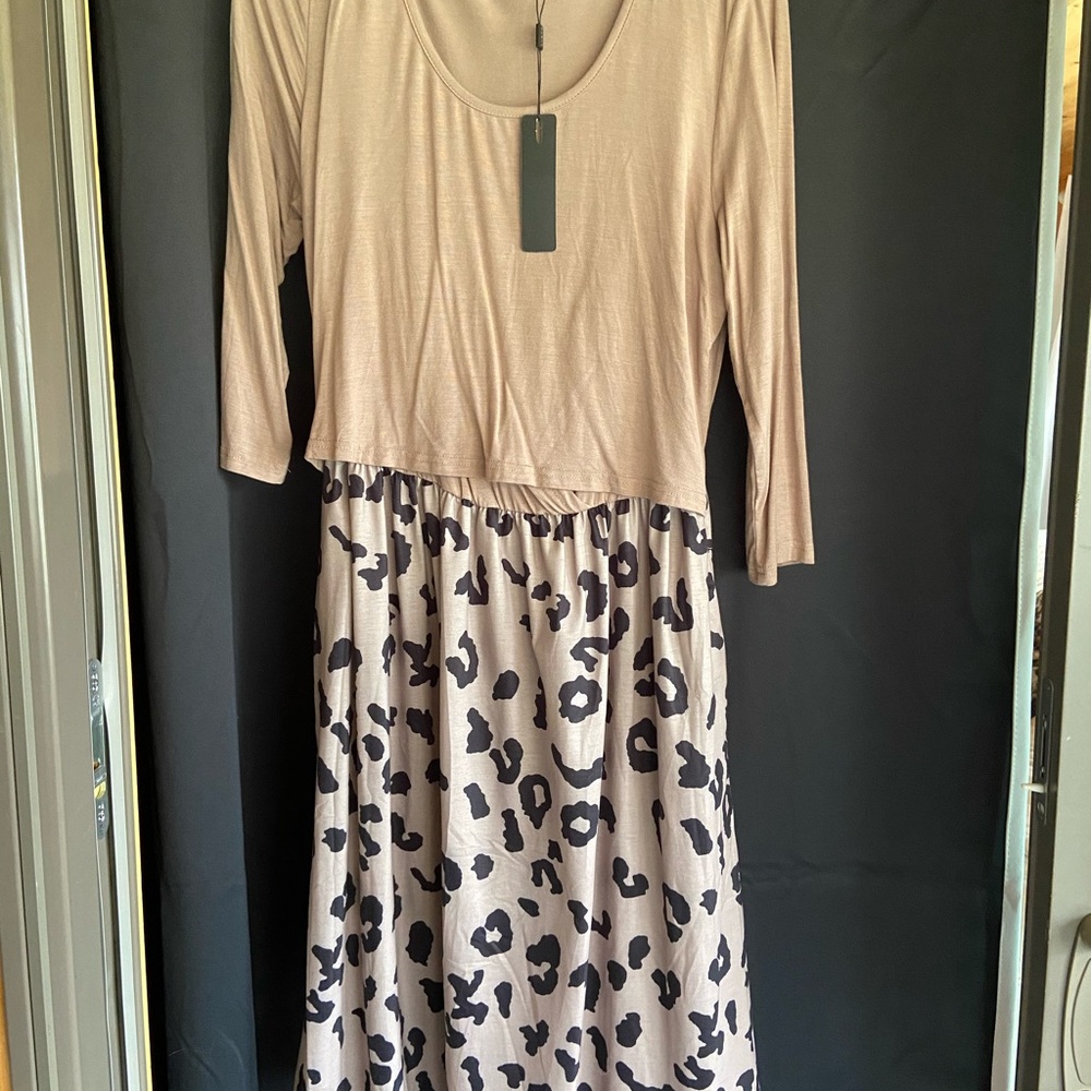 NWT camel/ leopard nursing dress